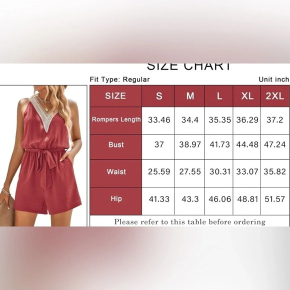 Prettygarden Women's V Neck Sleeveless Romper With Belt and Pocket Size XXL - Picture 9 of 10